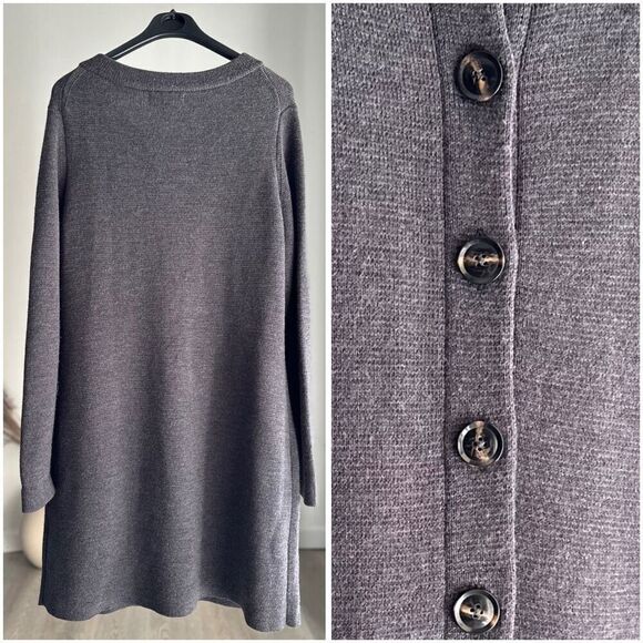 BANANA REPUBLIC Italian Yarn Button Down Merino Wool Blend Gray Cardigan Sweater - Picture 4 of 5